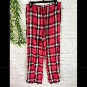 𝅺victoria's Secret Red Plaid Pajama Bottoms with Lace M